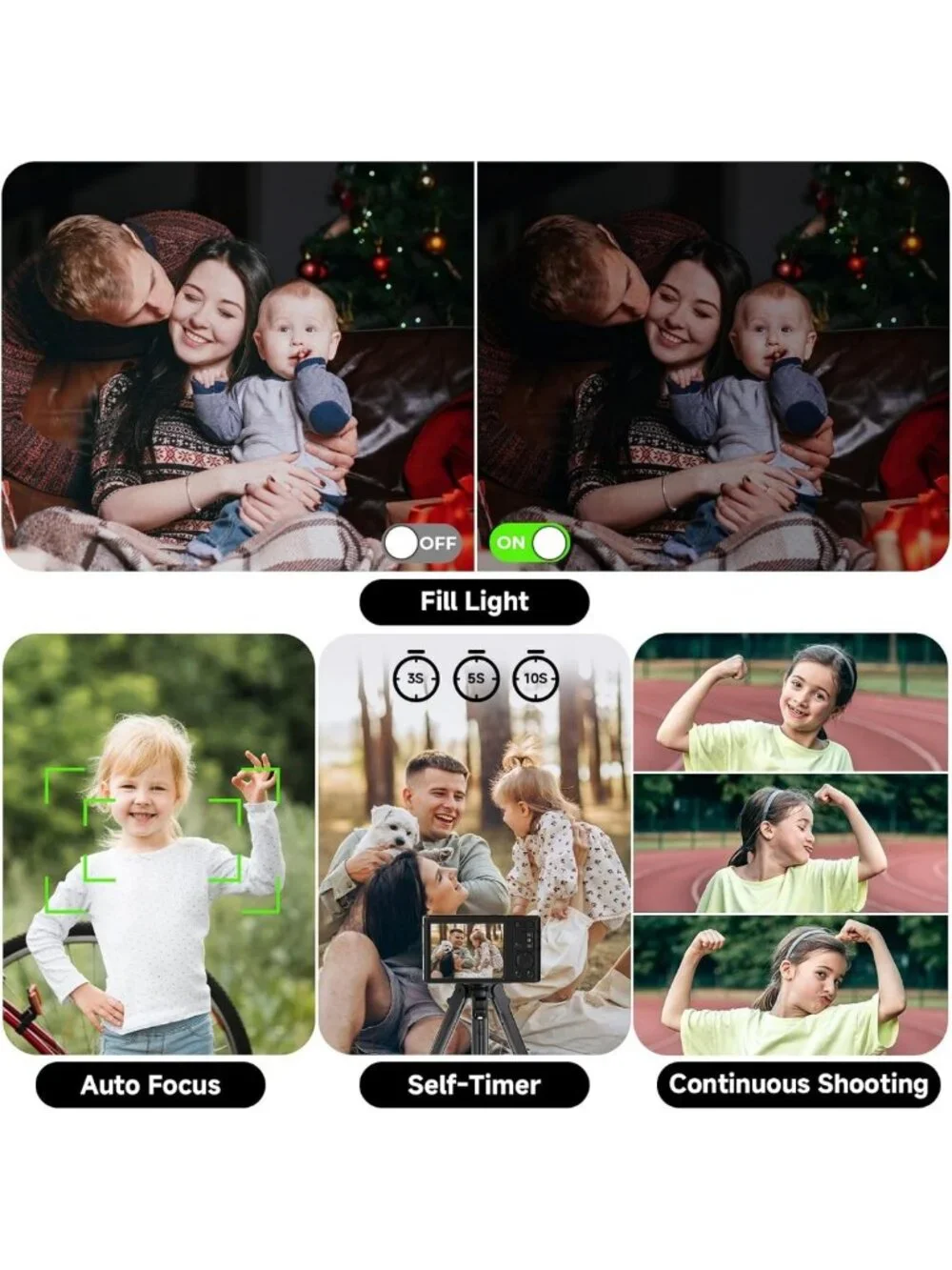 4K FHD Kids Digital Camera 44MP with 64GB SD Card - Perfect for Young